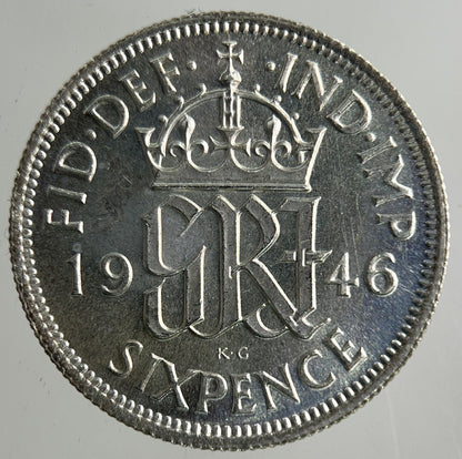 1946 George VI Sixpence Silver Coin | Very High Grade