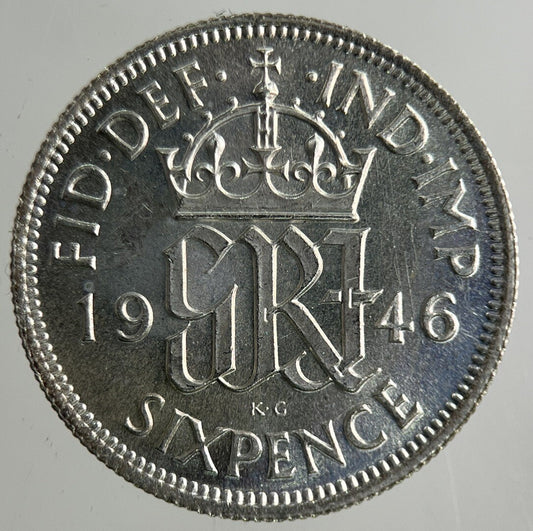 1946 George VI Sixpence Silver Coin | Very High Grade