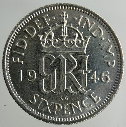 1946 George VI Sixpence Silver Coin | Very High Grade
