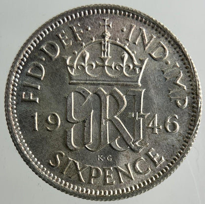 1946 George VI Sixpence Silver Coin | Very High Grade