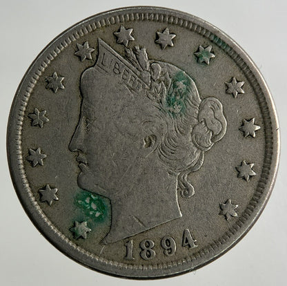 1894 US USA 5 V Cents Nickel Coin | Fine Collectable Grade