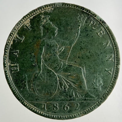 1862 Victoria Half-Penny Coin | Fine Collectable Grade