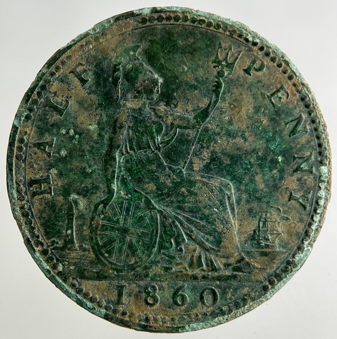 1860 Victoria Half-Penny Coin | Fine Collectable Grade