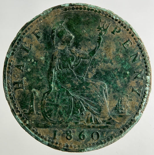 1860 Victoria Half-Penny Coin | Fine Collectable Grade