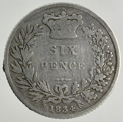 1834 William IV Sixpence Silver Coin | Collectable Grade