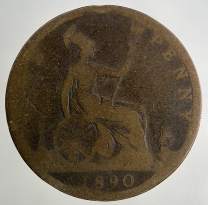 1890 Victoria One Penny Coin | Fair Grade