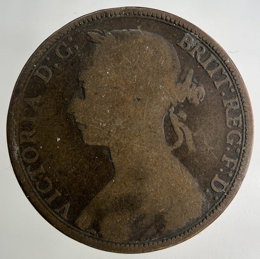 1890 Victoria One Penny Coin | Fair Grade