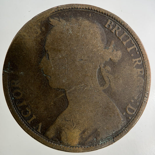 1890 Victoria One Penny Coin | Fair Grade