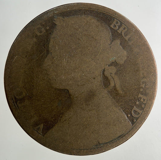1879 Victoria One Penny Coin | Worn Grade