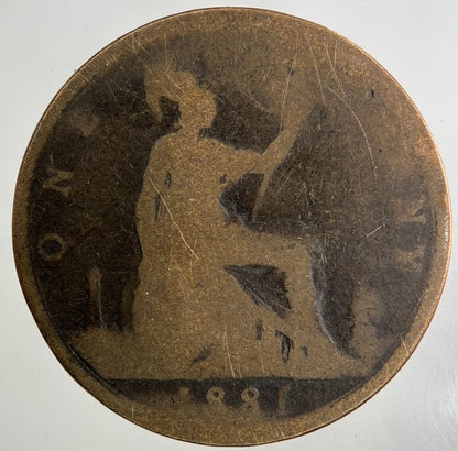 1881 Victoria One Penny Coin | Worn Grade
