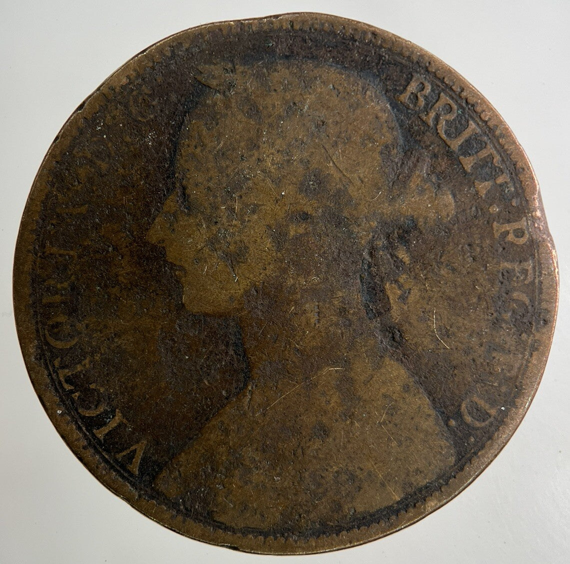 1886 Victoria One Penny Coin | Worn Grade