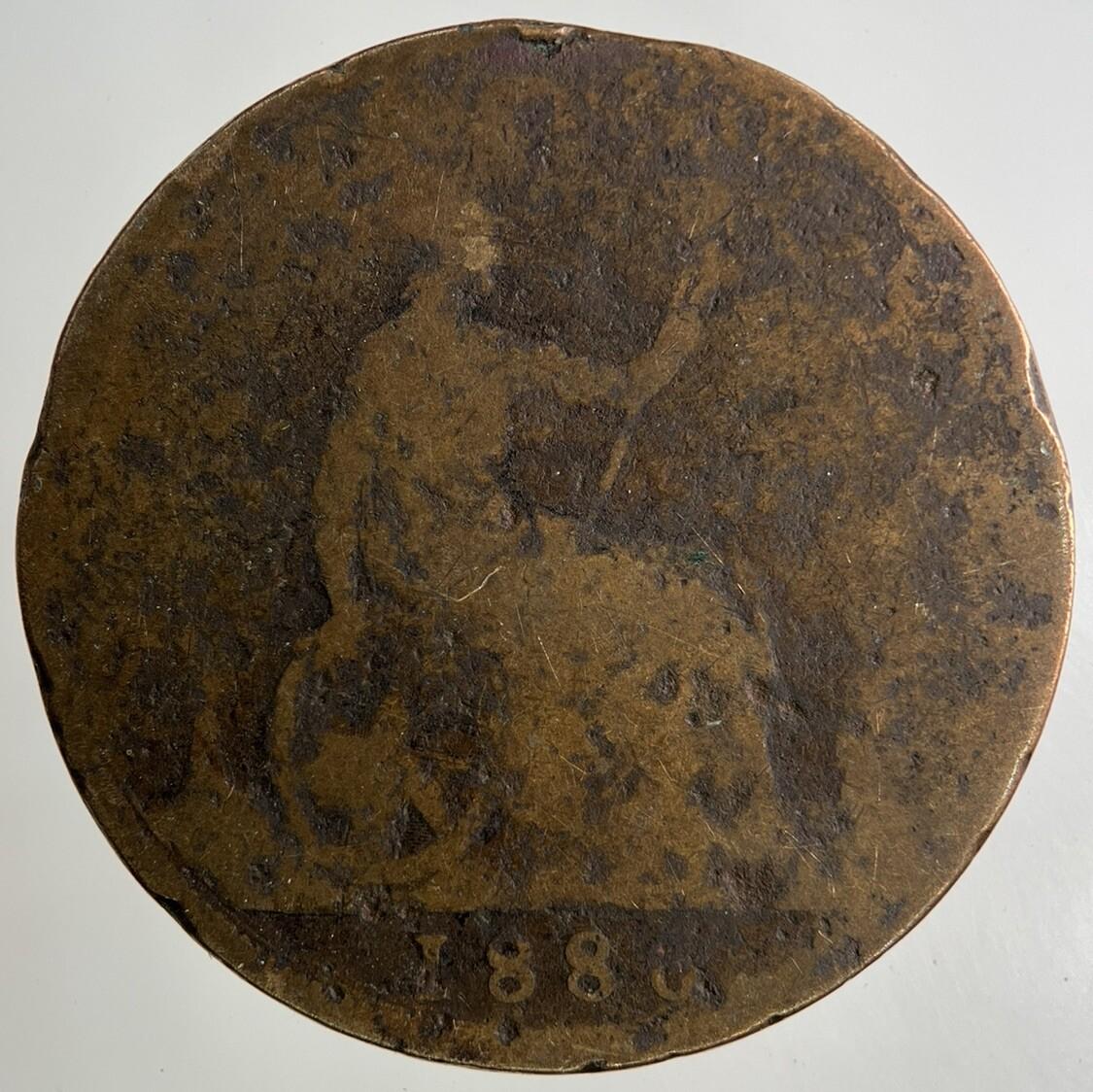 1886 Victoria One Penny Coin | Worn Grade