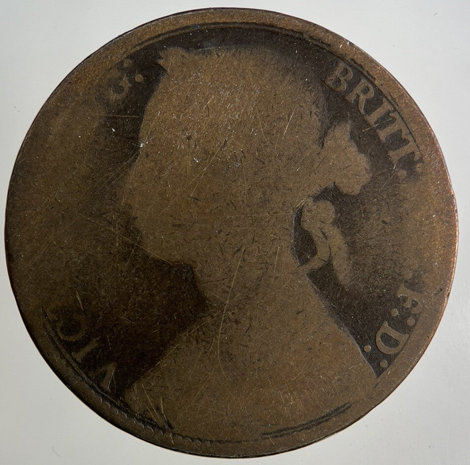 1878 Victoria One Penny Coin | Worn Grade