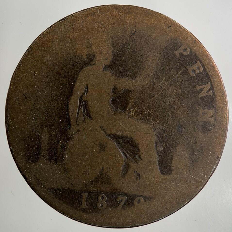 1878 Victoria One Penny Coin | Worn Grade