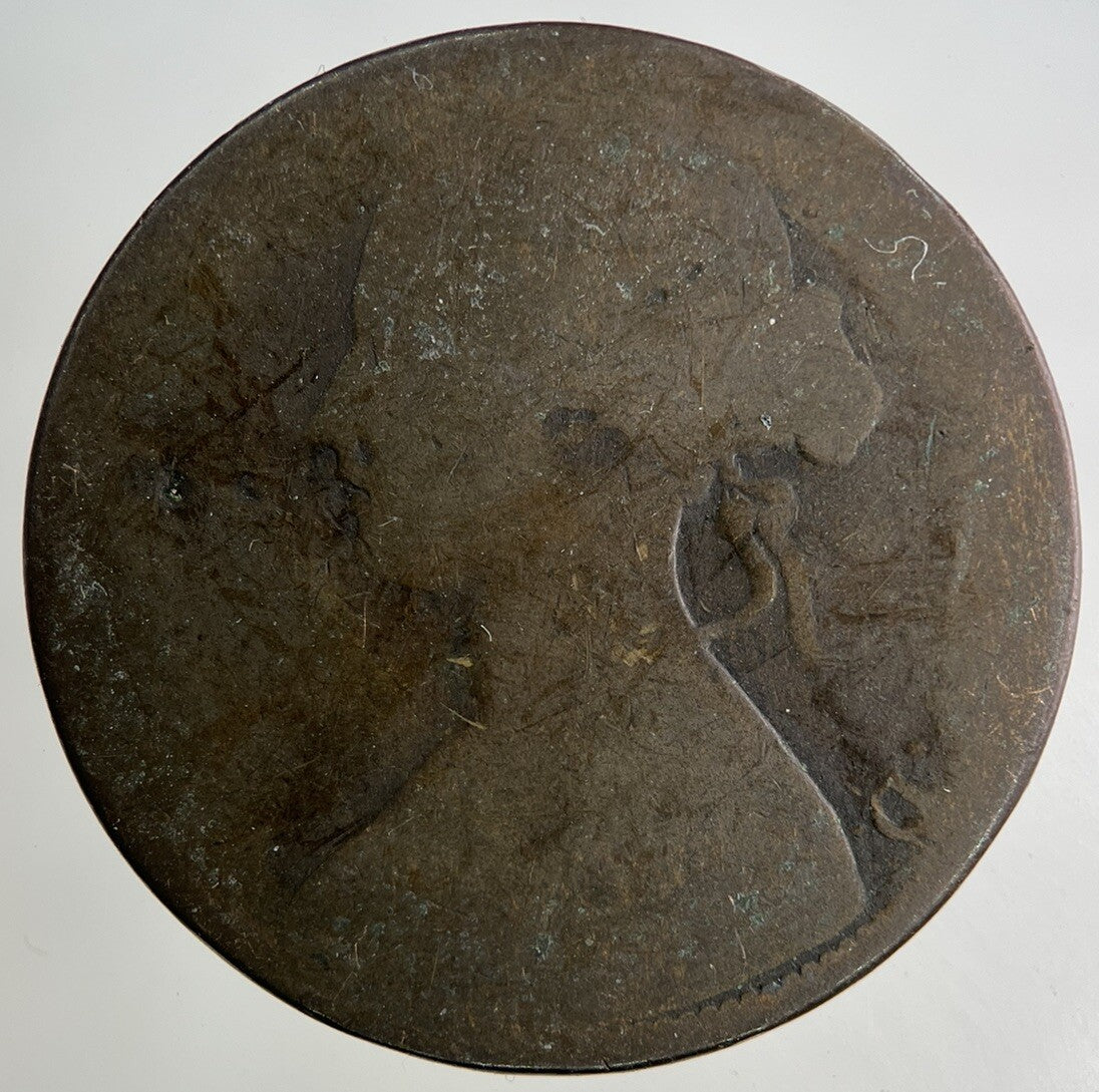 1862 Victoria One Penny Coin | Worn Grade