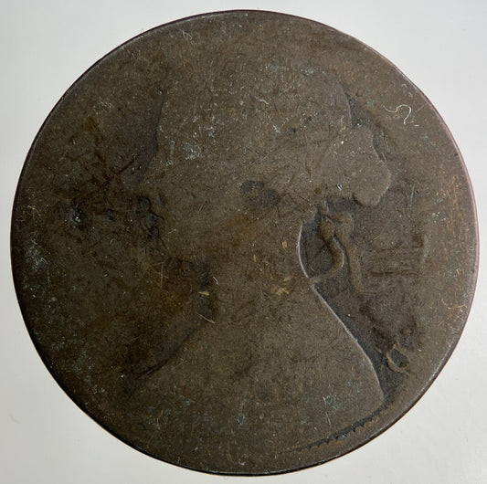 1862 Victoria One Penny Coin | Worn Grade