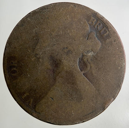 1862 Victoria One Penny Coin | Worn Grade