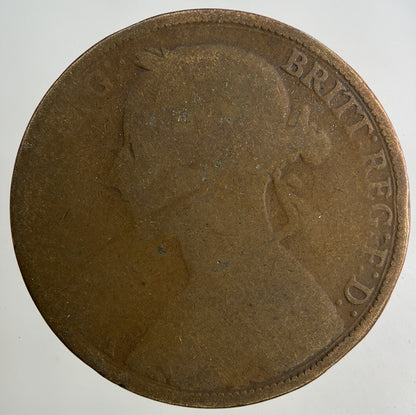 1884 Victoria One Penny Coin | Worn Grade