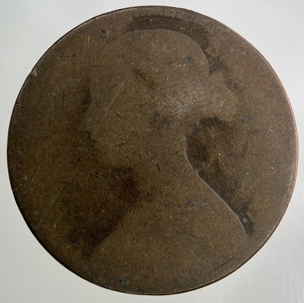 1862 Victoria One Penny Coin | Worn Grade