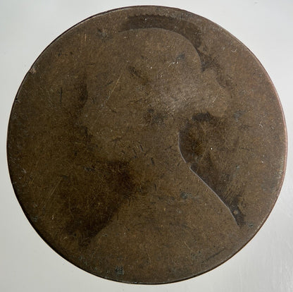 1862 Victoria One Penny Coin | Worn Grade