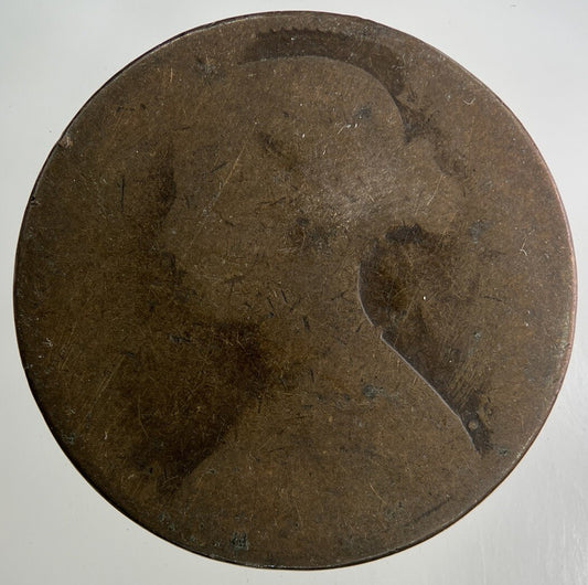 1862 Victoria One Penny Coin | Worn Grade