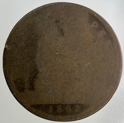 1862 Victoria One Penny Coin | Worn Grade