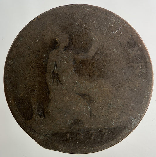 1877 Victoria One Penny Coin | Worn Grade