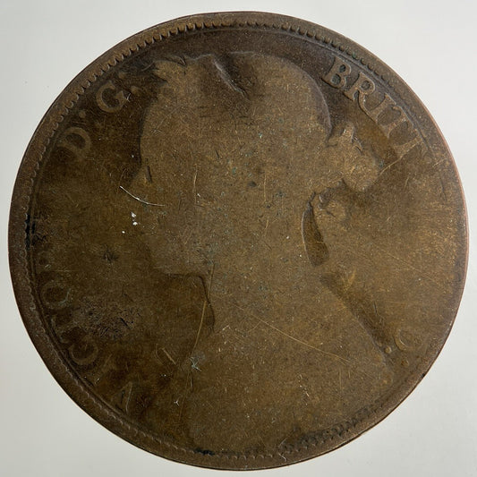 1886 Victoria One Penny Coin | Worn Grade