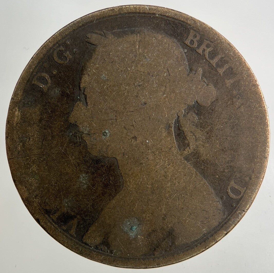 1890 Victoria One Penny Coin | Worn Grade