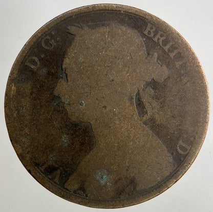 1890 Victoria One Penny Coin | Worn Grade