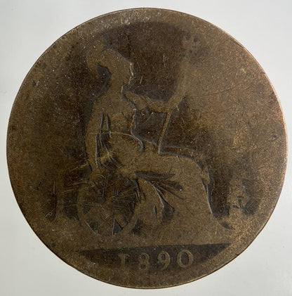 1890 Victoria One Penny Coin | Worn Grade