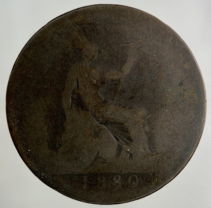 1880 Victoria One Penny Coin | Worn Grade