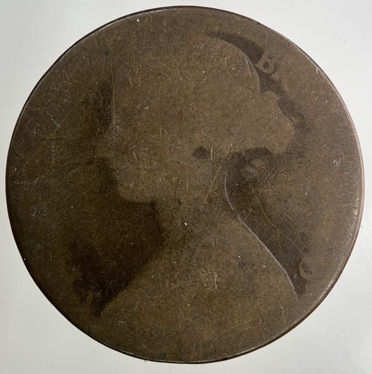 1865 Victoria One Penny Coin | Worn Grade