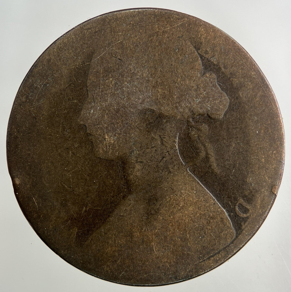 1863 Victoria One Penny Coin | Worn Grade