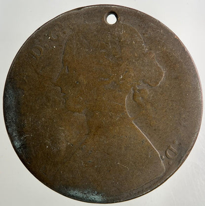 1861 Victoria One Penny Coin | Worn Grade