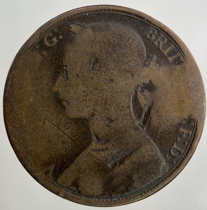 1890 Victoria One Penny Coin | Worn Grade