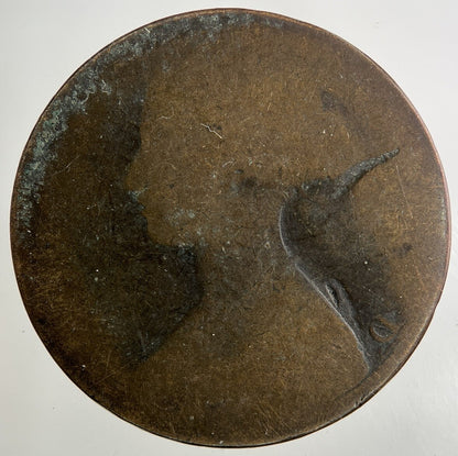 1863 Victoria One Penny Coin | Worn Grade