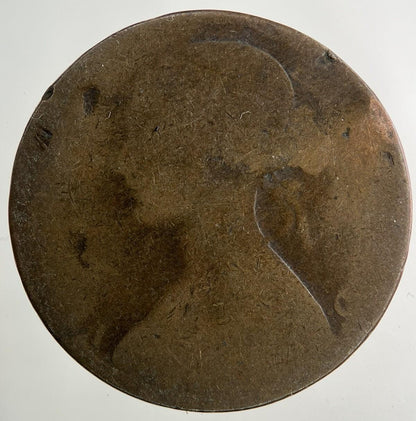 1862 Victoria One Penny Coin | Worn Grade