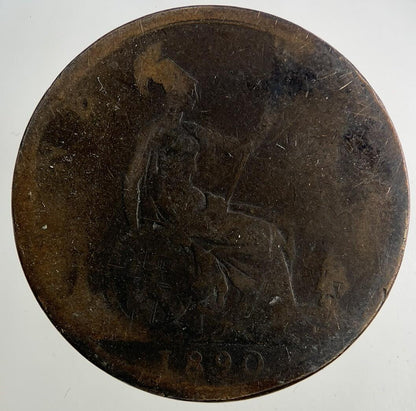 1890 Victoria One Penny Coin | Worn Grade