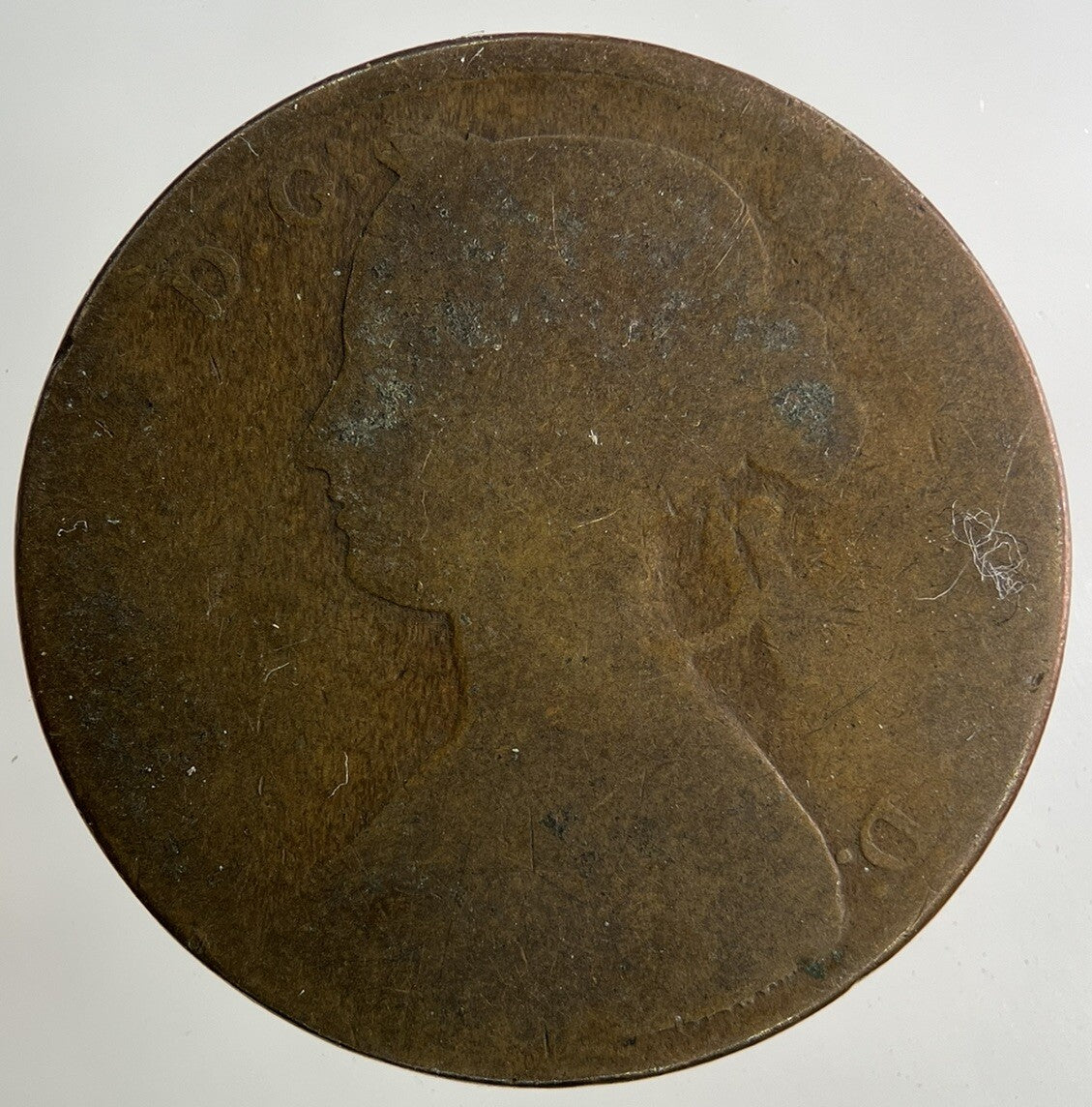 1860 Victoria One Penny Coin | Worn Grade