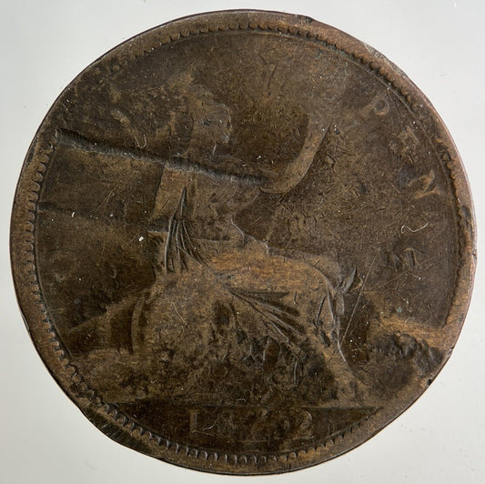 1862 Victoria One Penny Coin | Worn Grade