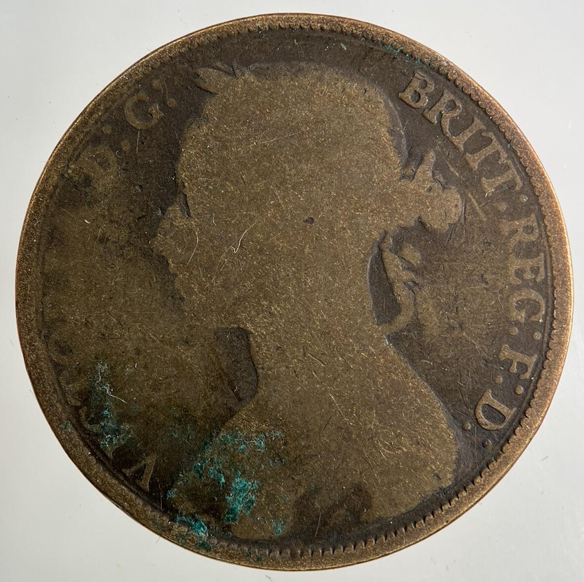 1885 Victoria One Penny Coin | Worn Grade