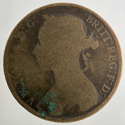 1885 Victoria One Penny Coin | Worn Grade