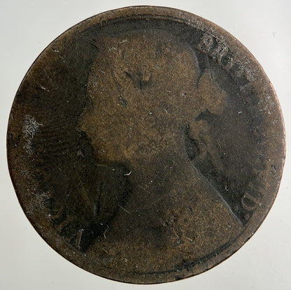 1879 Victoria One Penny Coin | Worn Grade