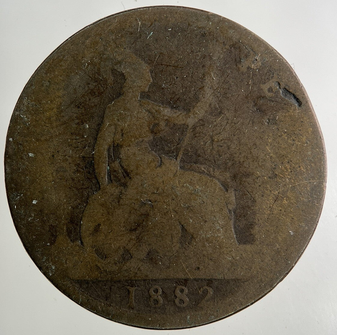 1882-H Victoria One Penny Coin | Worn Grade