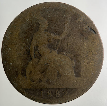 1882-H Victoria One Penny Coin | Worn Grade