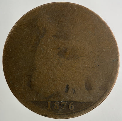 1876-H Victoria One Penny Coin | Worn Grade