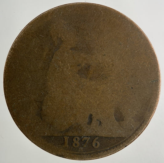 1876-H Victoria One Penny Coin | Worn Grade