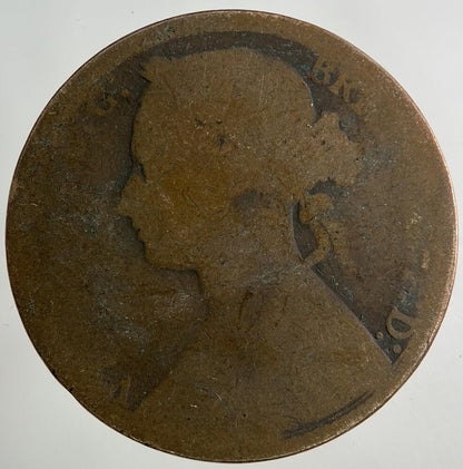 1876-H Victoria One Penny Coin | Worn Grade
