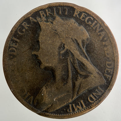 1900 Victoria One Penny Coin | Worn Grade